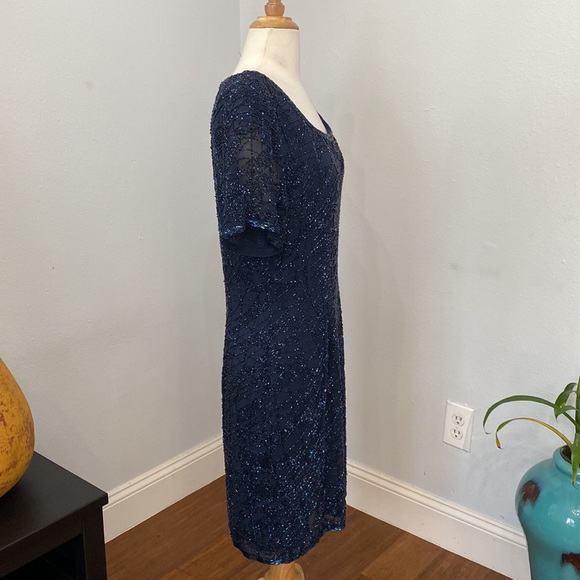 BLACKTIE OLEG CASSINI Silk Sheath Midi Dress Size 8 - Picture 4 of 11